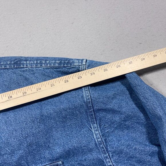 Cabelas Denim Shirt Mens 3XL Button Up Long Sleeve Workwear Blue Elbow Patches - Picture 8 of 12